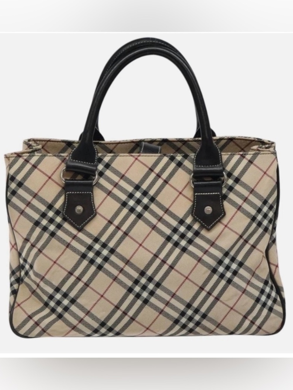 Burberry Nova Check Blue Label Plaid Handbag Black Handles -Japan Exclusive EUC